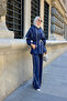 Women's Stripe Detailed Collar and Waist Tie Hooded Parachute Suit Navy Blue - 4