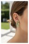 Mint Green Petal Detailed Yellow Tone Floral Design Bijoux Earrings - 7