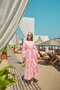 Women's Ribbon Detail Voile Patterned Tencel Dress Pink - 3