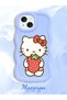 iPhone 15 Compatible Case with Camera Protector Blue Silicone Couple Phone Case Kitty Pattern - 2