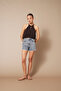 Halter Neck Balloon Crop Top with Window Detail Brown - 2