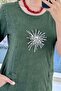 Front Pocket Sequin Detail Washed Cotton Dress 6Y324 - 5