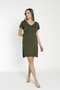 Women's Lace Detailed V-Neck Short Sleeve Combed Cotton Nightgown / Plus Size - 3