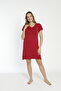 Women's Lace Detailed V-Neck Short Sleeve Combed Cotton Nightgown / Plus Size - 5