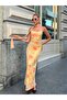 Women's Floral Patterned Maxi Dress with Shawl Detail - 6