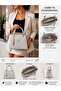 Women's Stylish Silver-Gold Tasseled Lined Bag with 2 Compartments and Adjustable Strap for Hand and Shoulder Use - 3