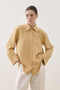 Multi-Button Striped Textured Shirt Yellow - 3