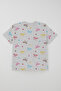 Girls' Pajama Set, Short Sleeve, Colorful Bow & Heart Pattern, 8-12 Years Old, Light Gray Melan - 4