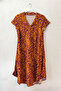 Orange-Purple V-Neck Short Sleeve Patterned Casual Viscose Woven Dress 113 64 - 2