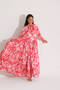 Chiffon Satin Dress with Bow Collar Red - 2