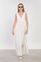 Women's Tie-Back Long Dress - Ecru - 3
