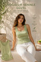 Size 38 Pistachio Green Lace Embroidered Handmade Women's Strap Blouse - Flexible Ribbed for Daily Use