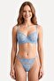 Baby Blue Floral Detailed Supported Brode Bra Set - Stylish Lace Set with Push-Up Effect