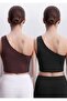 Women's Brown-Black One-Shoulder Diver Bustier Crop Top Flexible and Stylish Design - 5