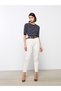 Striped Crew Neck Women's Knitwear Sweater - Short Sleeve - 3