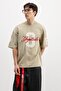 Oversize Printed T-Shirt Khaki - 7