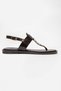 Women's Brown Genuine Leather Flip-Flop Sandals with Metal Accessories - 2