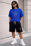 Unisex Oversize T-Shirt Shorts Set Printed Summer Casual Sports Combination Two-Piece Set Comfortable Fit Cotton Ring Balance Printed - 2
