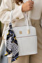 White Women's Shoulder and Hand Bag with Stylish Scarf Detail and Adjustable Strap for Daily Use - 5