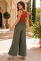 Women's Khaki Elastic Waist Comfortable Fit Palazzo Pants Nbpnt002 - 5