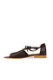 Brown Leather Women's Flat Sandals - 4