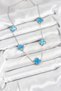 316L Steel Chain Silver Ice Blue Color Clover Women Necklace - 2