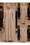 2227 Stone-Embellished Zippered Ferace with Hakim Collar Pocket and Tessture Ferce - 2