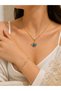Gold Women's Necklace with Crab Sign Figure and Blue Stones - 2