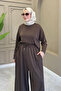 Women's Modal Fabric Cupra Wide Leg Pants Comfortable Fit Two-Piece Hijab Set 3210 - Special Series - 6