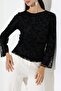 Women's Flocked Tulle Lined Draped Blouse - 7