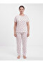 Plus Size Women's Heart Pattern Summer Pajama Set