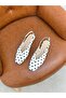 White Satin (Lorey) Black Polka Dot Buckle Detail Women's Ballerinas