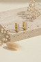 Yellow Color Stylish Hoop Earrings with Baguette and Round Stone Detail for Women - 5