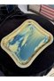 1 Piece Rectangular Gold Stone Engraved Single Person Gold Metal Coffee Presentation Promise Engagement Ring Tray 26X22 cm - 8