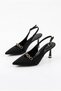 35096 Satin Chain Buckle Detailed 7 cm Heel Height Women's Shoes - 7