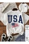 Usa Printed Oversize Crew Neck Summer T-Shirt