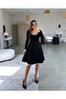 Women's Long Sleeve Round Neck Midi Viscose Two Thread Dress - 5
