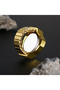 Luxury Pink Gold Triangle Finger Ring Watch |   Crystal-Embellished Diamond Ring Watch with Moon Phase Display for Women - 5