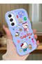 Samsung Galaxy A34 5g Compatible Case Camera Protector Blue Silicone Couple Phone Case Kitty Pattern
