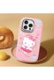 iPhone 15 Pro Max Compatible Case with Camera Protector Pink Silicone Couple Phone Case with Kitty Pattern - 2