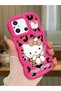 Redmi 12C Compatible Case Camera Protector Red Silicone Couple Phone Case Kitty Pattern