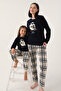Cute Penguins Navy Blue Women's Long Sleeve Pajamas Set - 6