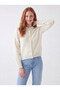 Women's Crew Neck Buttoned Ecru Knitwear Cardigan - 3
