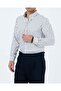 Slim Fit Men's Striped Lycra Tie Collar Shirt Navy Blue T20059-02