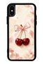iPhone XS Max Glossy Phone Case with Cherry Pearl Ribbon Design
