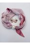 Satin Scarf Necklace and Earring Set with Magnet Pearl Detail 44 cm Women's Stylish Combination Accessory - 4