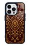 iPhone 14 Pro Burgundy Glossy Phone Case with Ottoman Gold Design