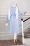 Self-Paillette Lace-Up Long Shirt Tunic Baby Blue - 5
