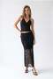 2171 Women's Transparent Lined Layered Lace Midi Skirt Black