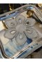 3 Pieces of Special Silver Stone Embellished Presentation Cocktail Coffee Serving Napkins - 3